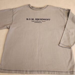 Vintage Y2K Bum Equipment Women's Blue Embroidered Long Sleeve Sweatshirt Size L